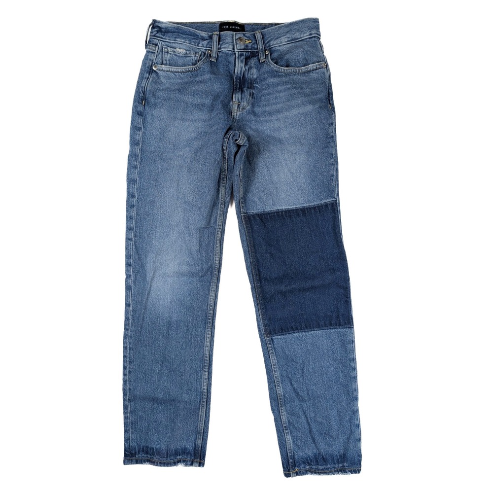 Free Assembly Straight Taper Fit Blue Color Block Denim Jeans Women's Size 29x30